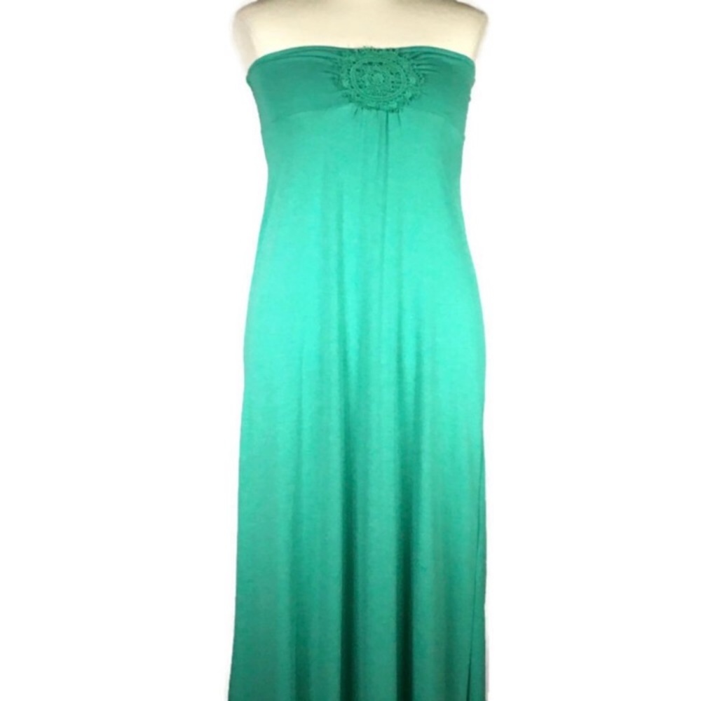 Made for me 2 Strapless Green Maxi Dress.